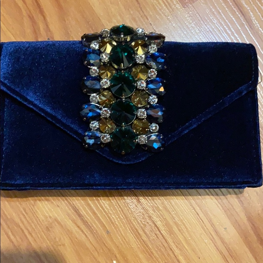 Sondra Roberts Navy Clutch & Crystal Embellished.
